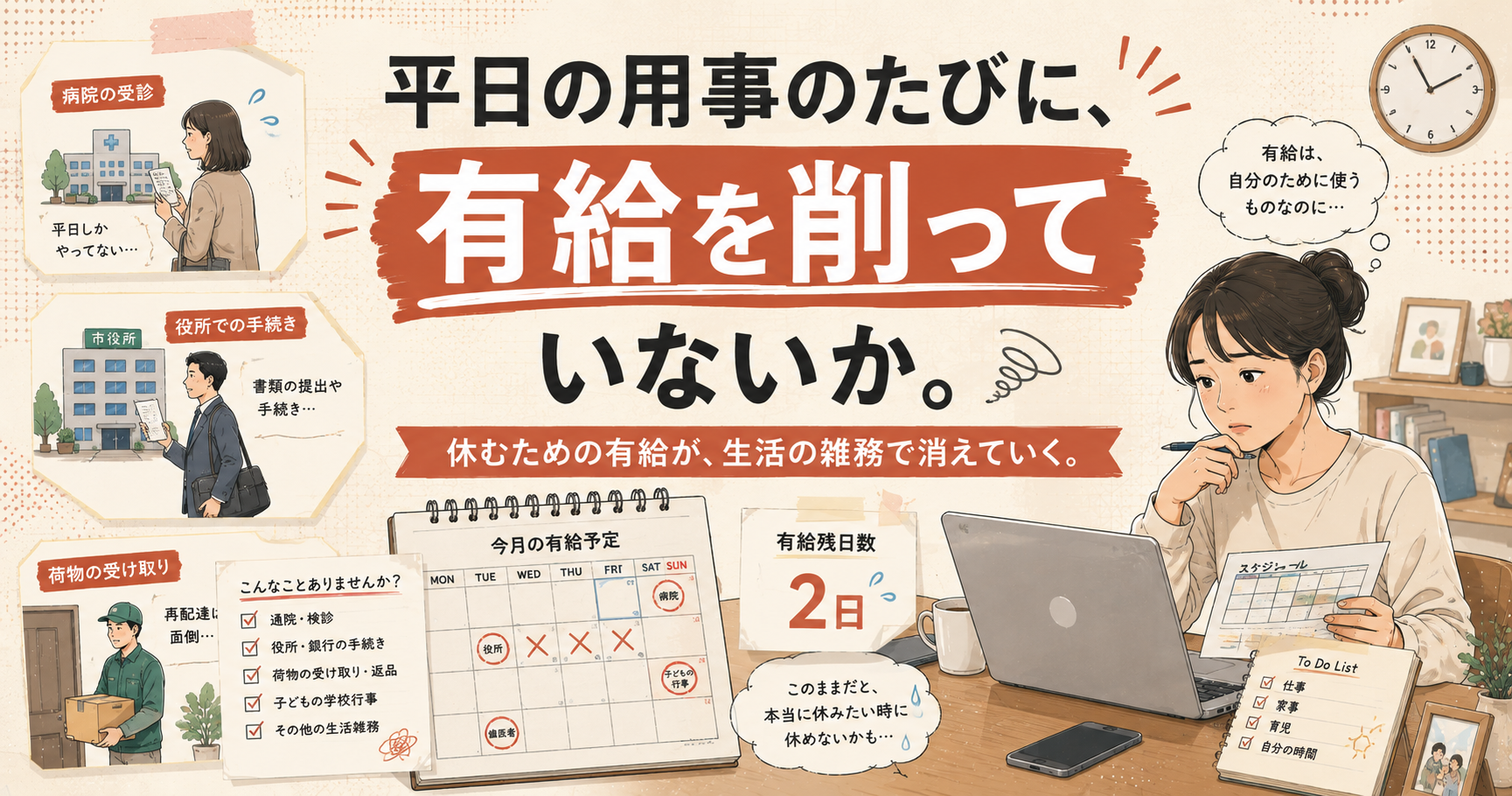 平日の用事のたびに、有給を削っていないか。
