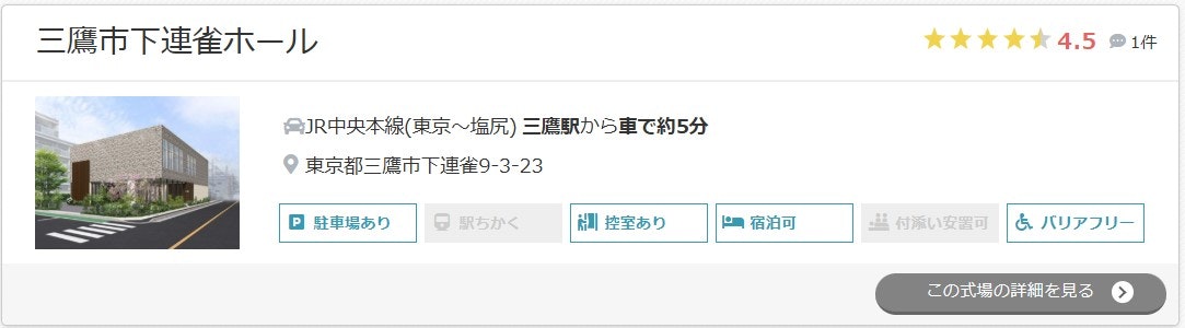 三鷹市下連雀ホール