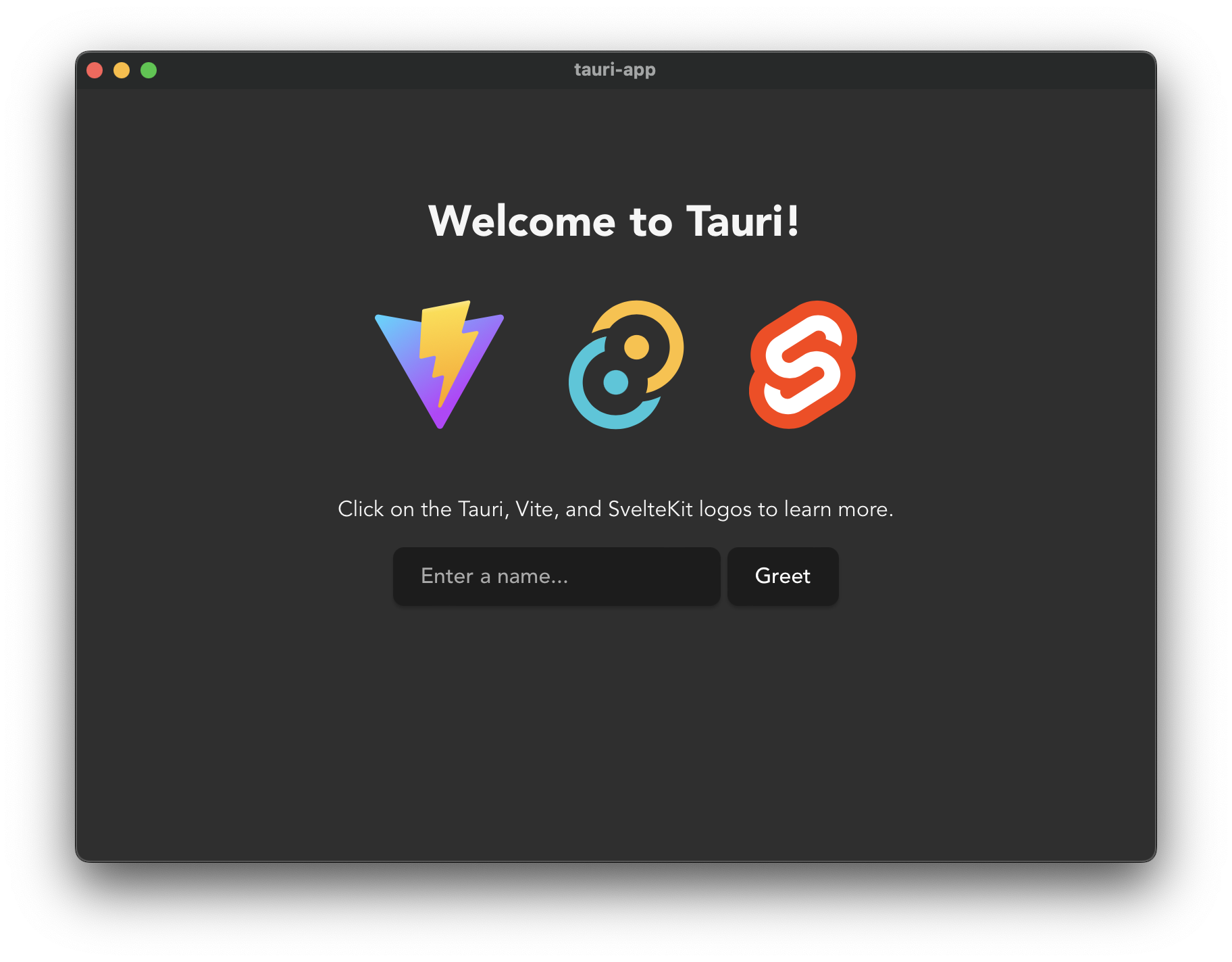 dev起動できたtauriの画面