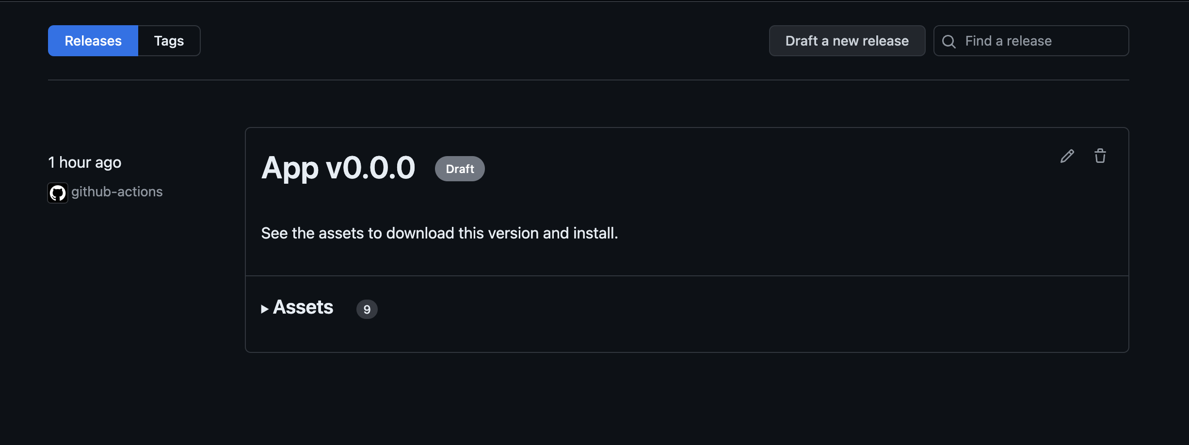 releaseが作られていることがわかる画像
