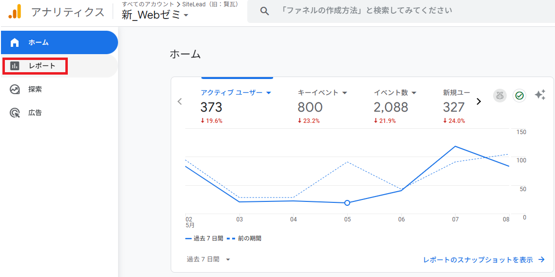 GA4の流入元の調べ方