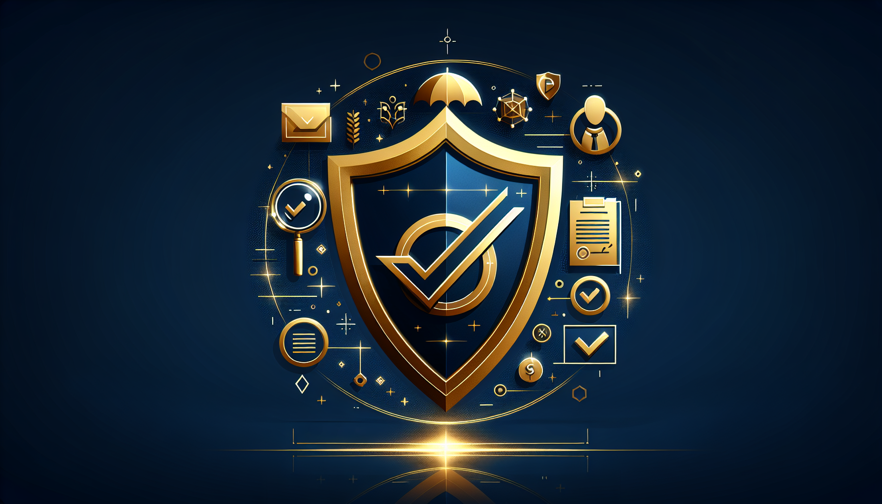 表明保証条項の概念を表す盾と契約書のイラスト