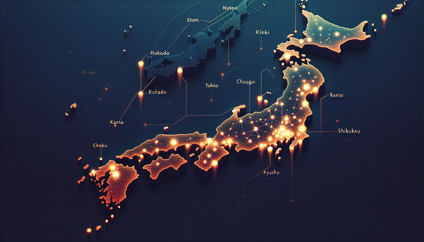 日本全国の地方都市をネットワークで結ぶM&A仲介のイメージ図