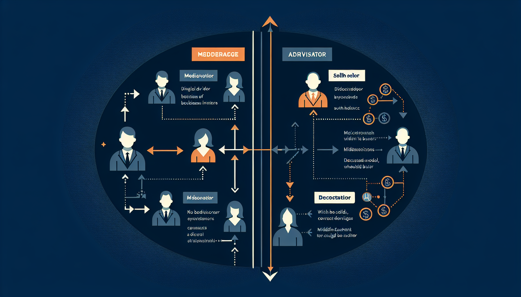 M&A仲介とFA（ファイナンシャル・アドバイザー）の構造の違いを示す比較図
