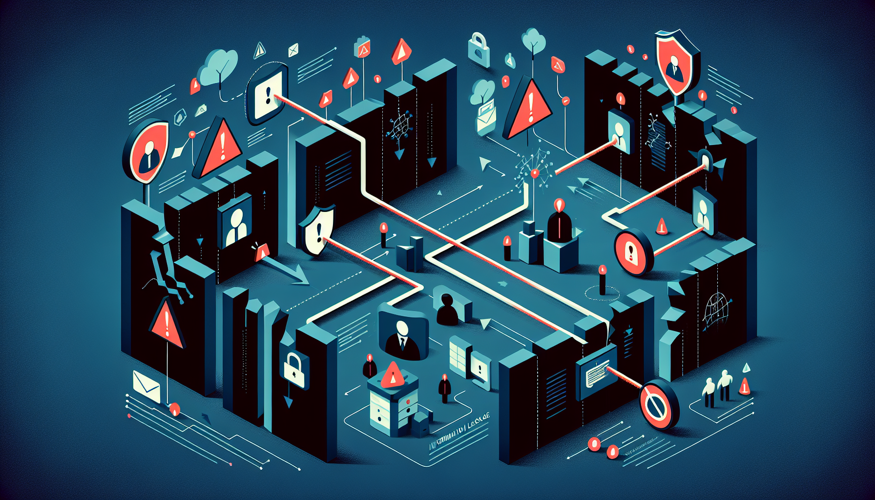 M&Aにおける情報漏洩の4つのリスクを表すイメージ図