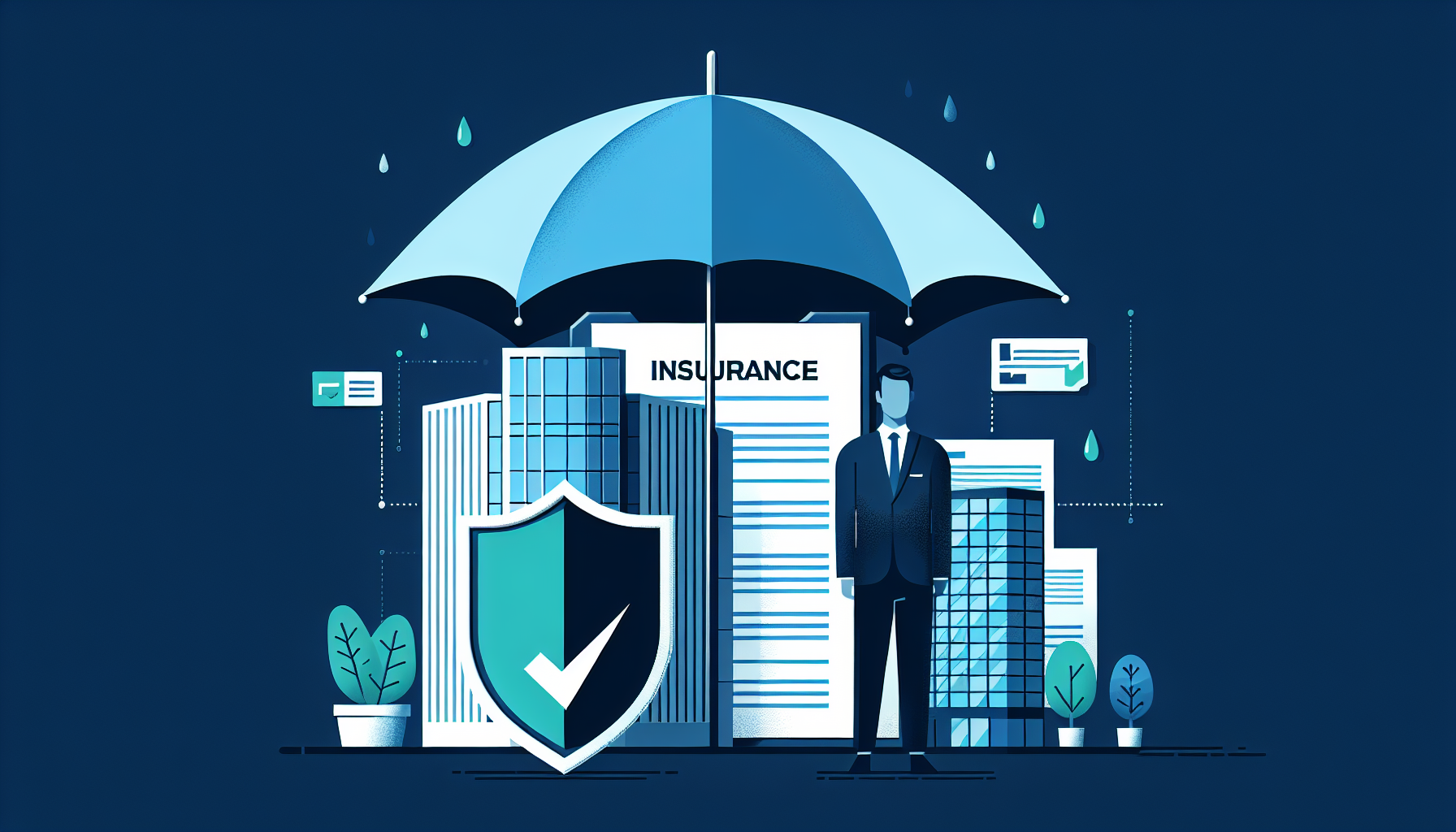 表明保証保険によるM&A取引のリスク軽減を表す保護傘の図