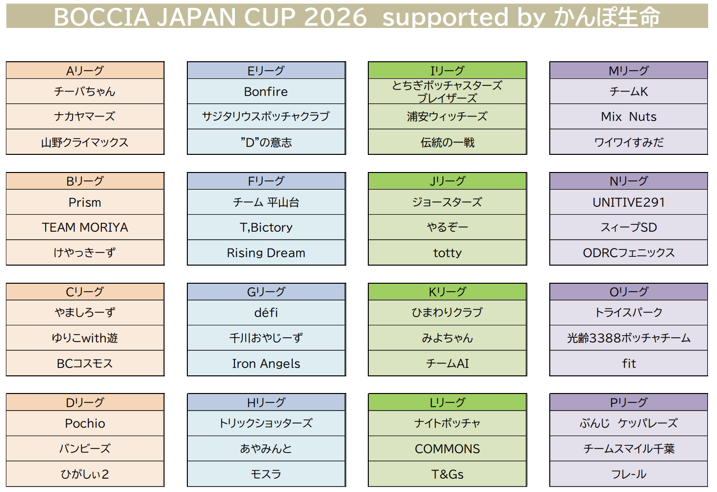 BOCCIA JAPAN CUP 2026 supported by かんぽ生命 予選会（一般の部