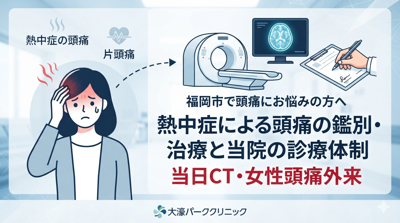 熱中症による頭痛の国際分類・片頭痛との鑑別・鎮痛薬等の治療法と当院の診療体制（当日CT・女性頭痛外来）