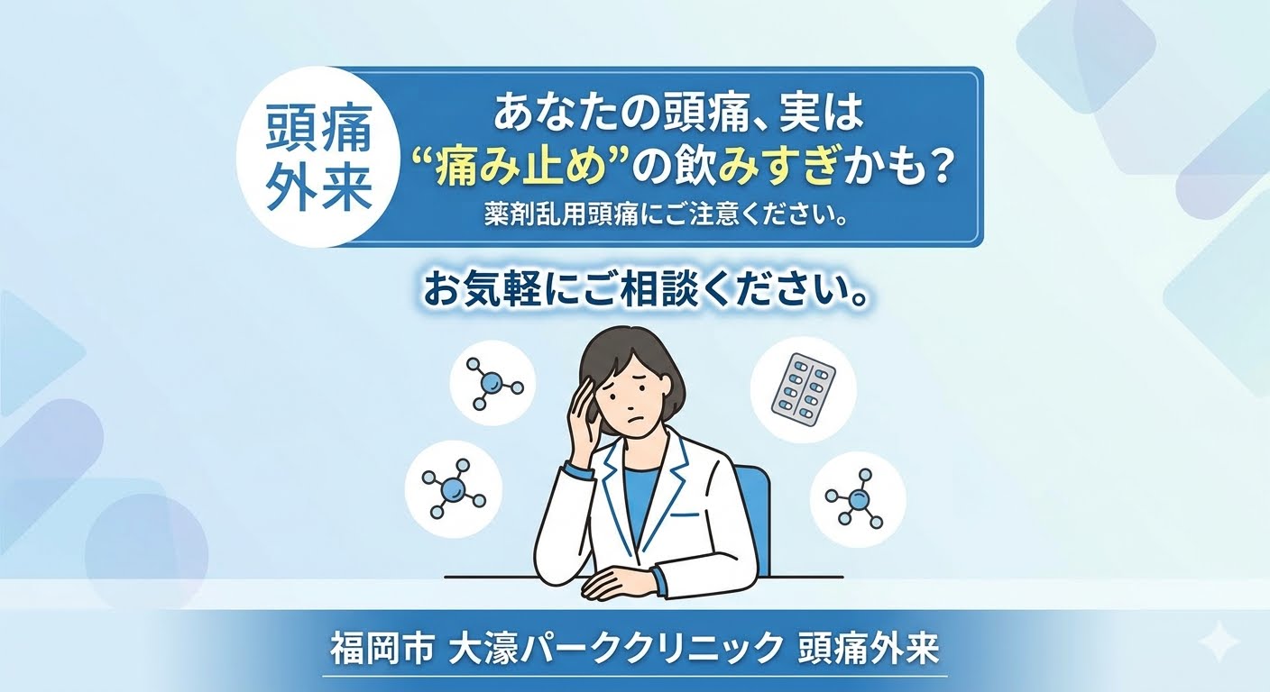 福岡市の大濠パーククリニックが解説｜薬の飲みすぎで頭痛が悪化？薬物乱用頭痛の症状・正しい治療法と最新の予防薬