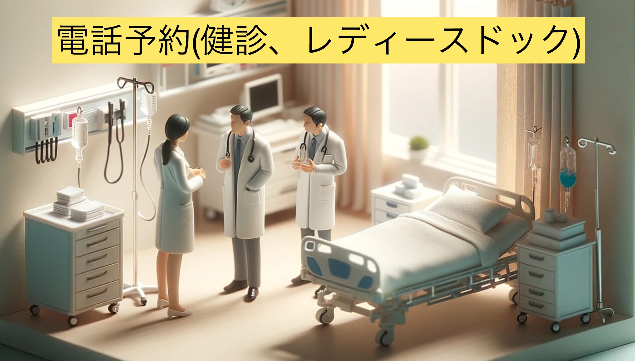 健康診断や人間ドック等は電話での予約でお願いします