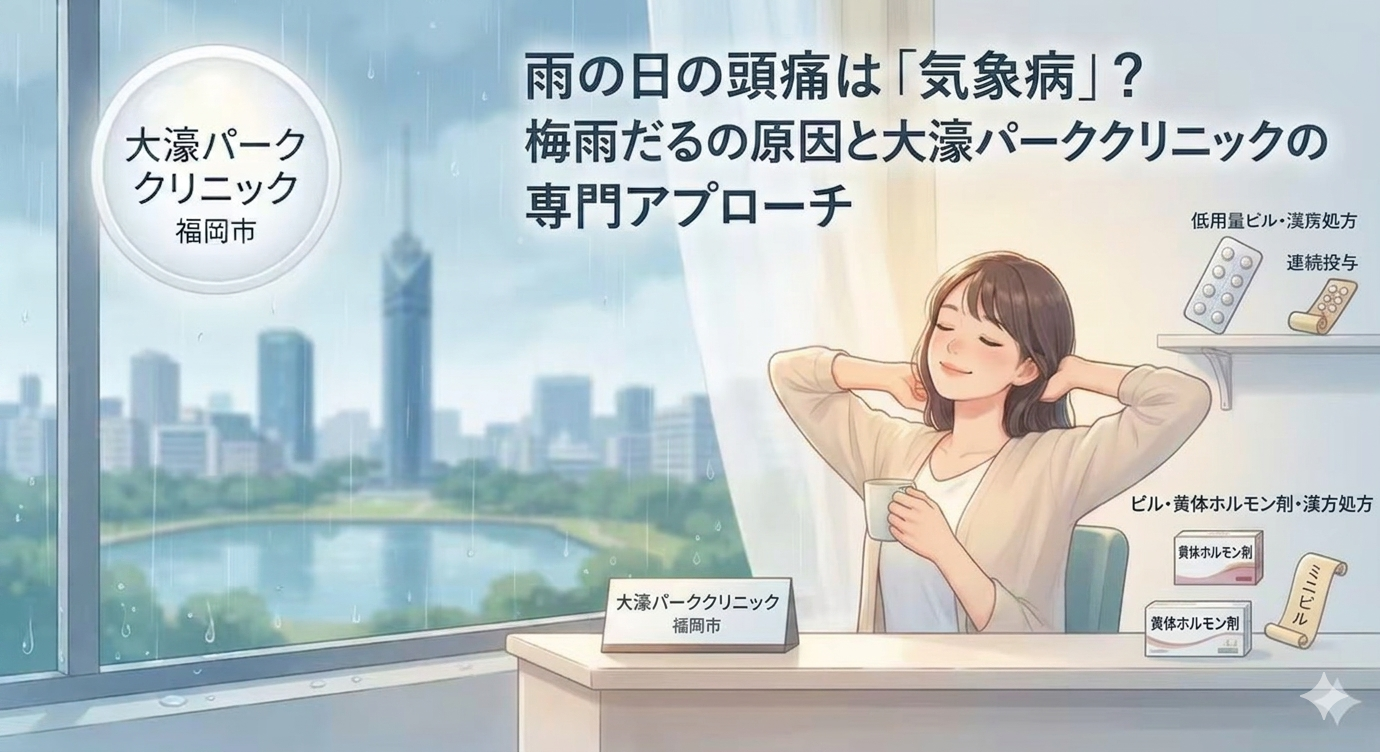🌧️ 雨の日の頭痛は「気象病」？梅雨だるの原因と大濠パーククリニックの専門アプローチ
