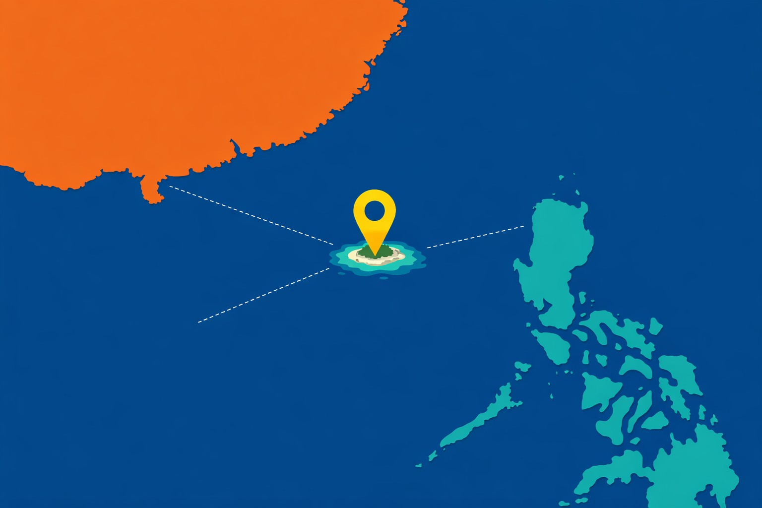 Regional map highlighting Scarborough Shoal location relative to Philippines and China
