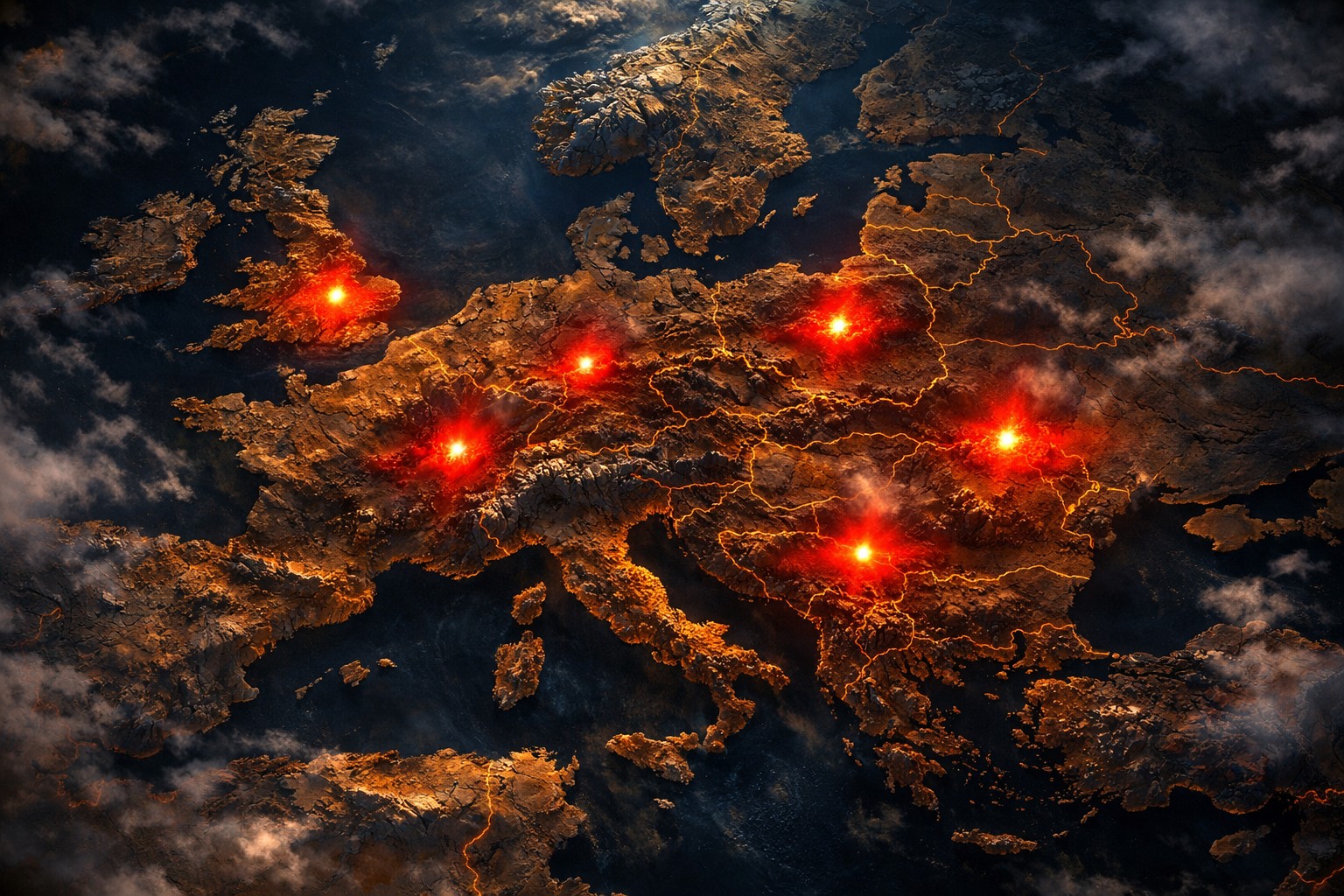 Map highlighting the five European air bases that currently host U.S. nuclear weapons