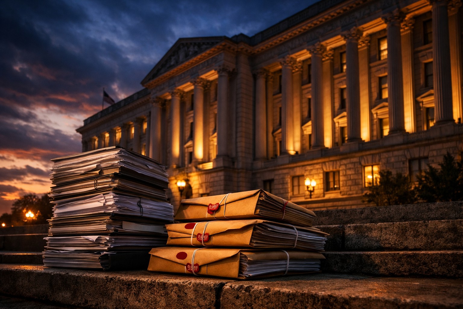 US Department of Commerce building with regulatory documents