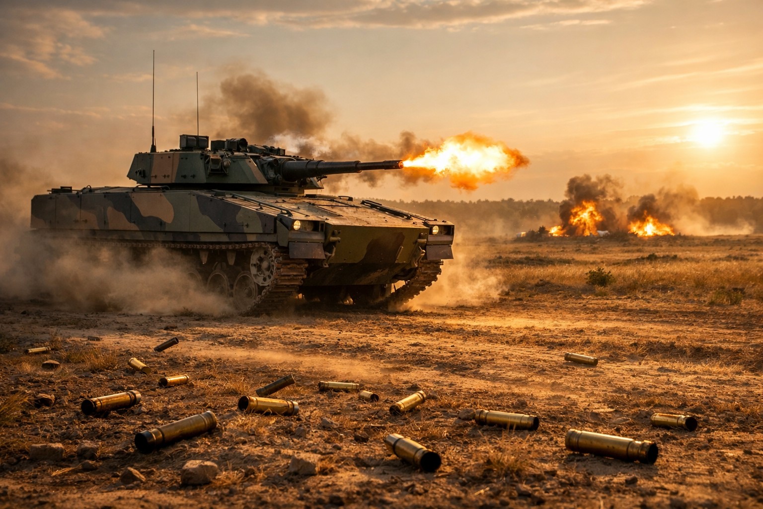 Polish Borsuk infantry fighting vehicle during live-fire exercises on a training range