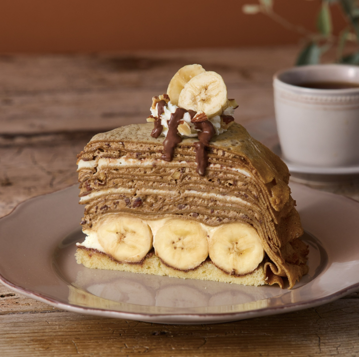 アーモンドモカクリームとバナナのミルクレープ