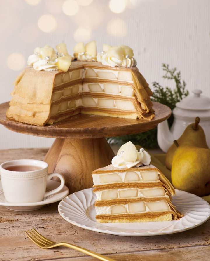 ラ・フランスと自家製キャラメルクリームのミルクレープ