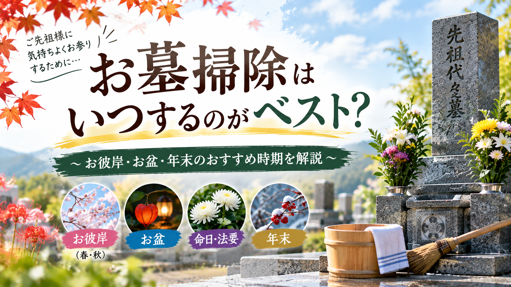 お墓掃除はいつするのがベスト？おすすめのタイミングを解説！