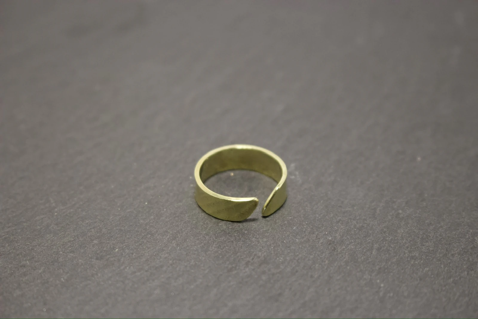 Flat Hammer Texture Open Ring - 2