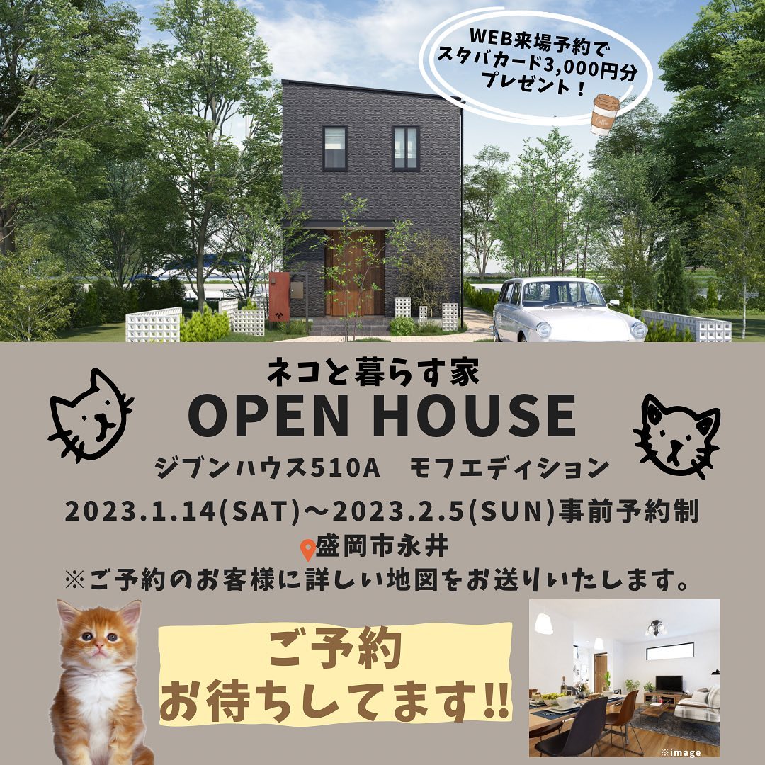 OPEN HOUSE!!『ジブンハウス510A モフエディション』ネコと暮らす家