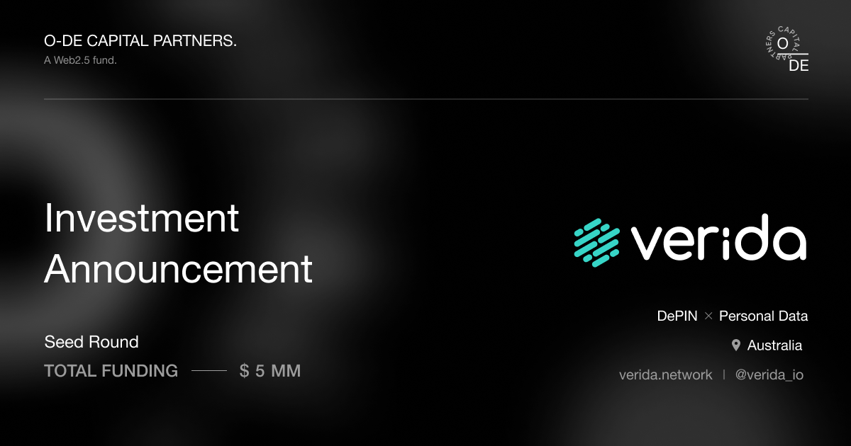 O-DE Capital Invests in Verida: The Decentralized Network for Data Management with DePIN