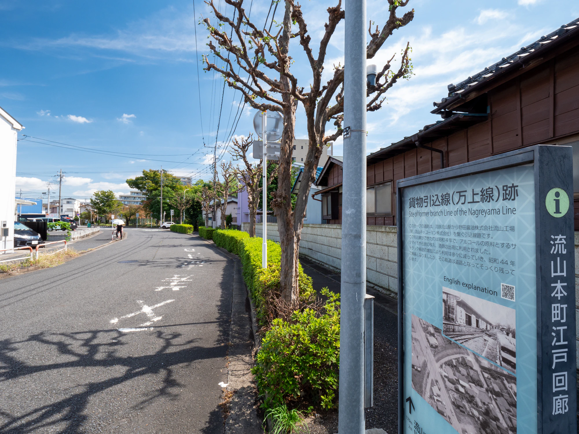 流山市本町の街並み　流鉄の引き込み線跡