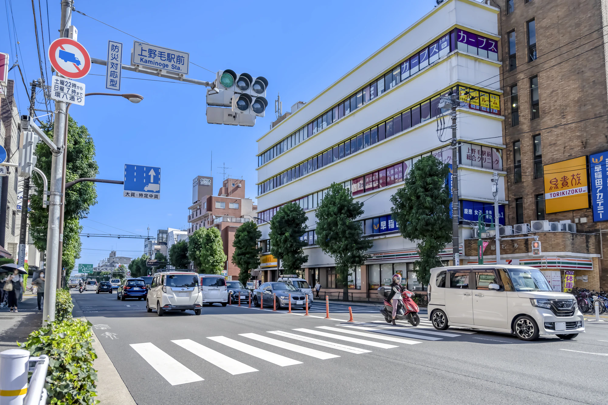 東京都世田谷区の都市風景 上野毛駅前の環八通り