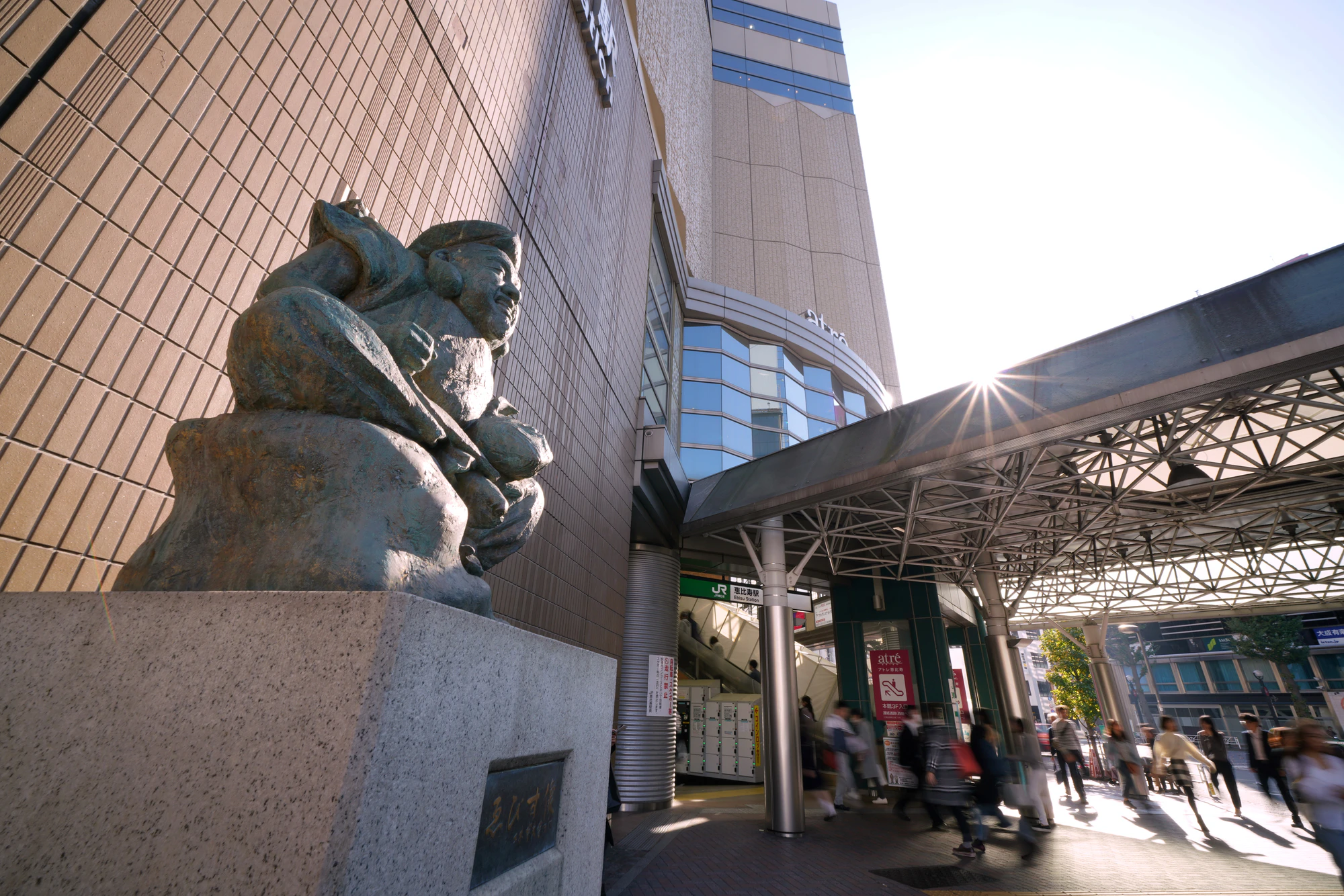 ゑびす像や恵比寿駅などを望む