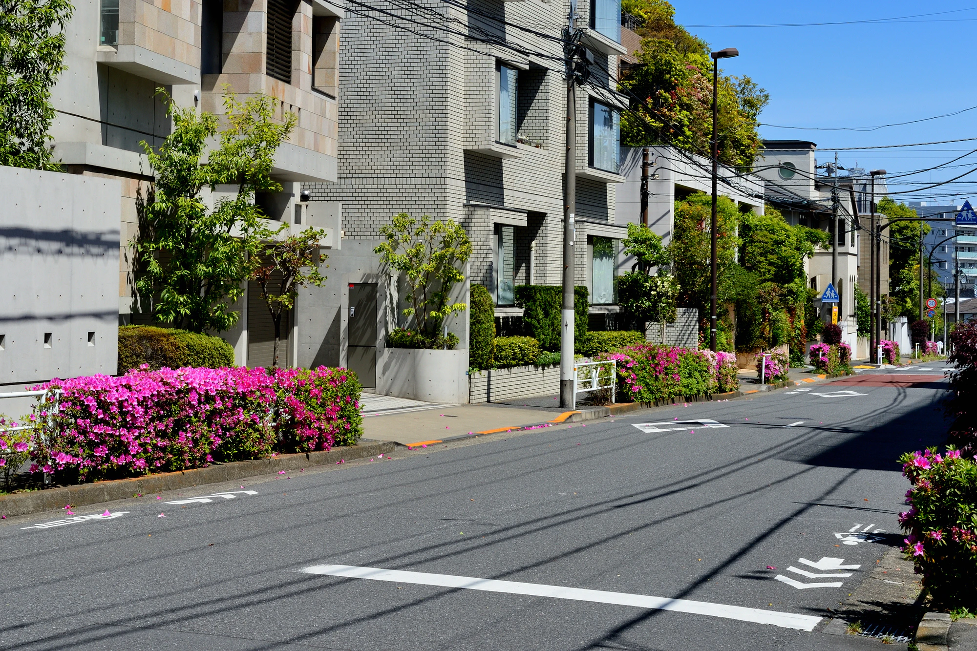 代々木上原駅周辺の閑静な高級住宅街の風景