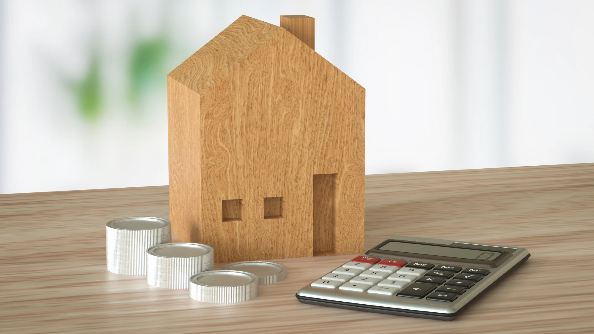 The House and Calculator for Business concept 3d Rendering.