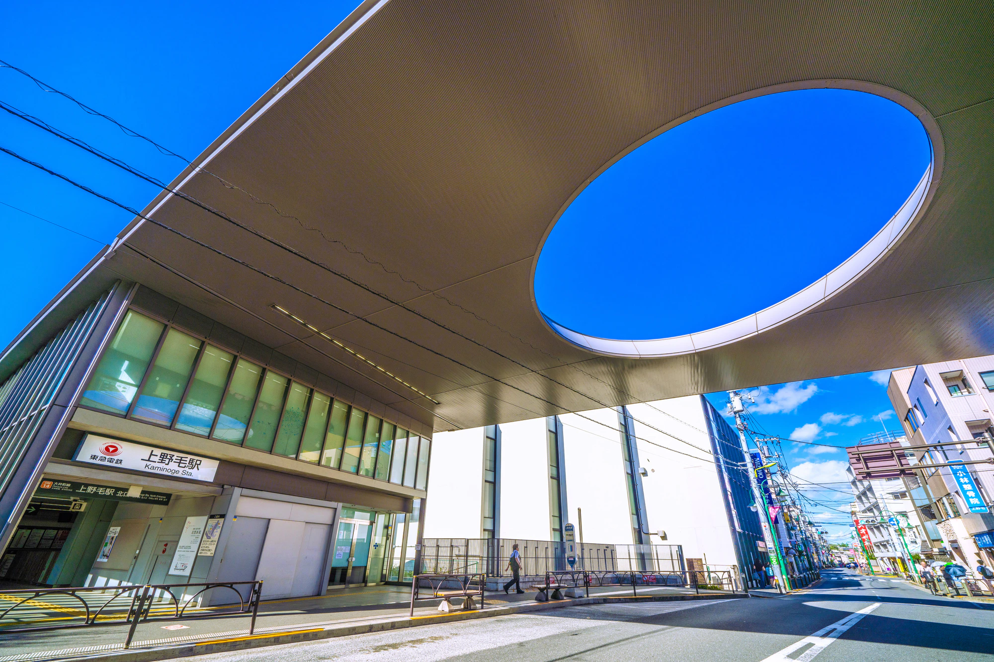 日本の東京都市景観 東急電鉄大井町線 上野毛駅 北口などを望む