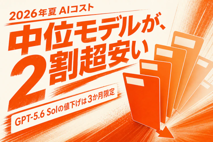 GPT-5.6 SolのAPI料金が20%超値下げ——中小のAI従量コストは"今"試算し直す3か月 アイキャッチ