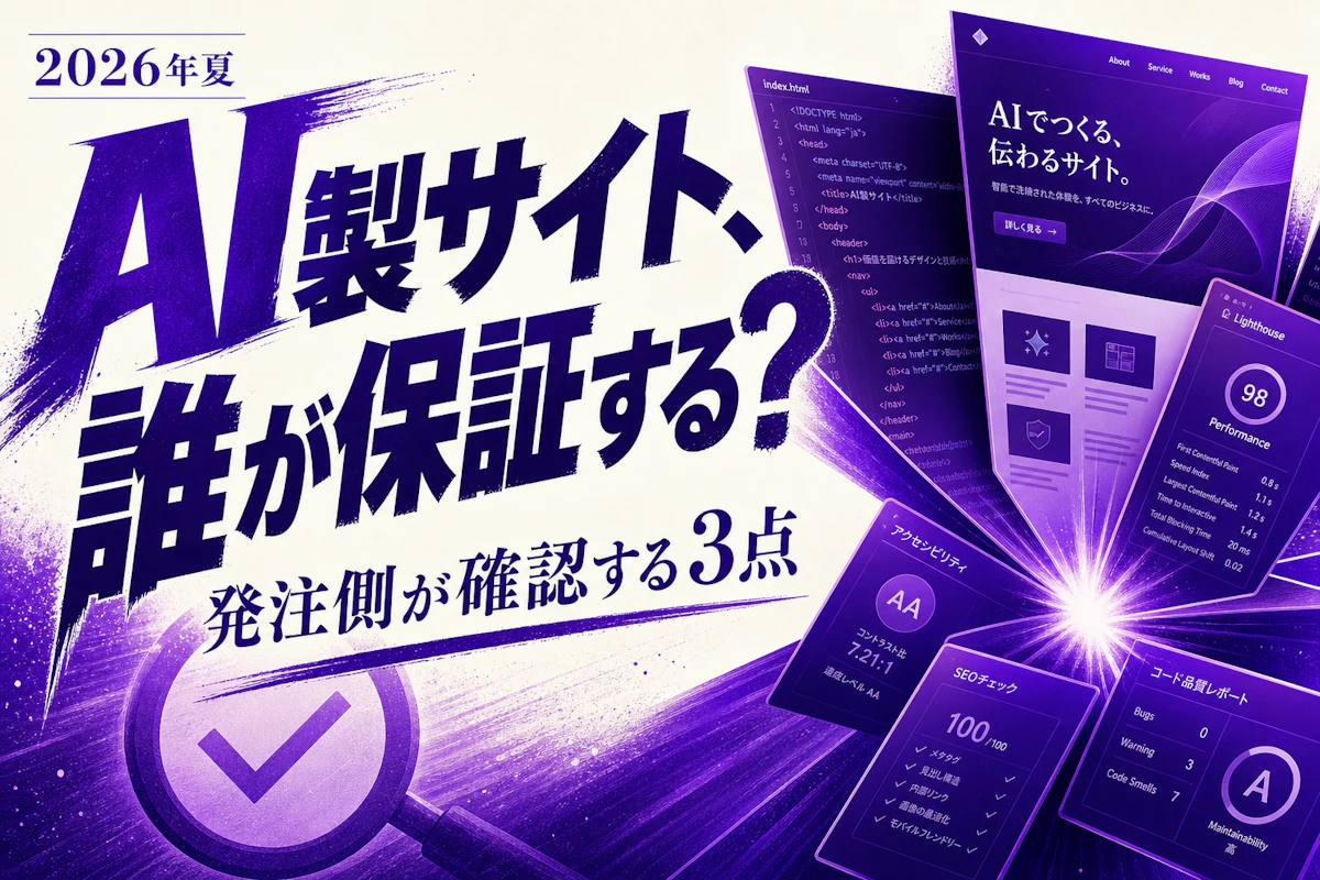 AIに作らせたサイト・コード、品質は誰が保証する? — 発注側が確認する3点 アイキャッチ