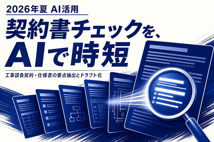 Claudeに工事請負契約書・分厚い仕様書を読ませて要点抽出とドラフト化を任せる — 建設・製造中小が明日試せる契約書チェック時短 アイキャッチ