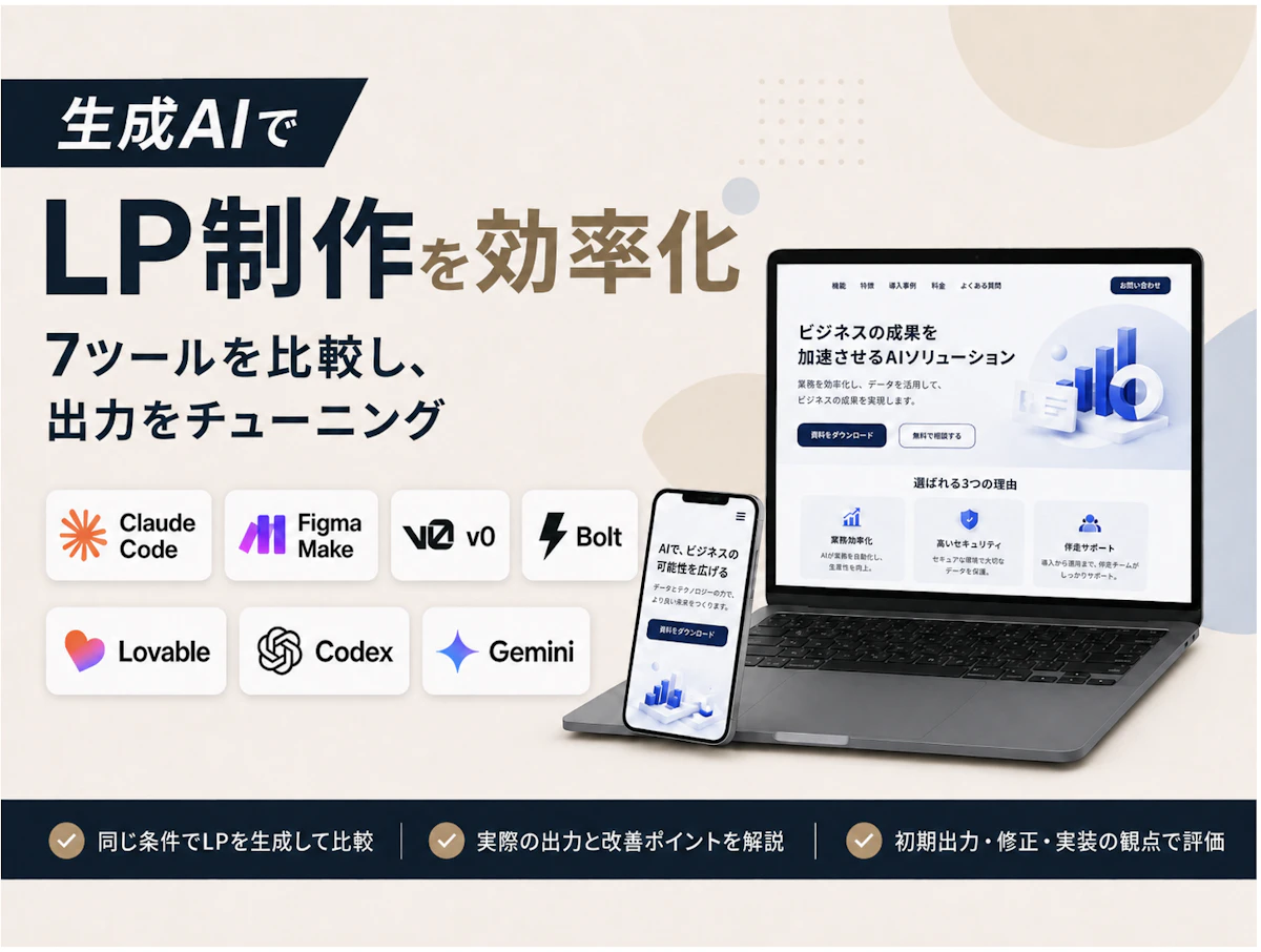 【生成AIでLP制作を効率化】Claude CodeやCodexなど7ツールを比較し、出力をチューニングした話
