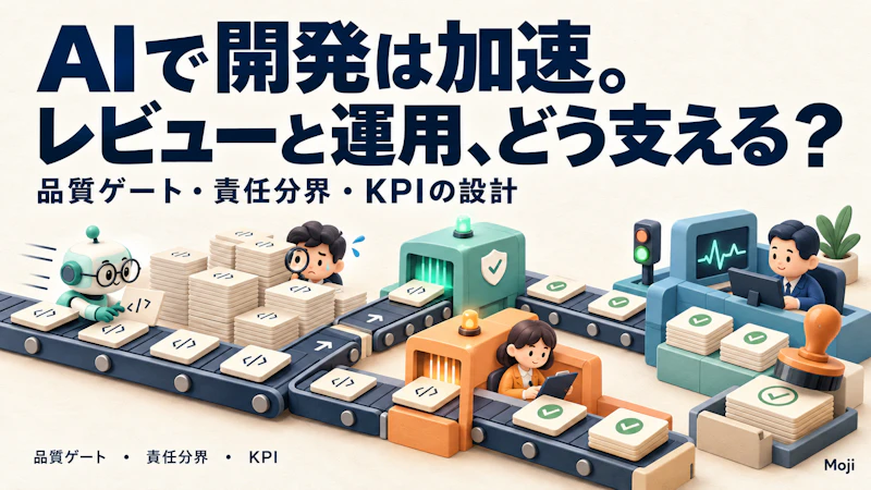 AIエージェントで開発速度が上がるほど増えるレビュー・運用負荷の設計|品質ゲート・責任分界・KPIの実務ガイド