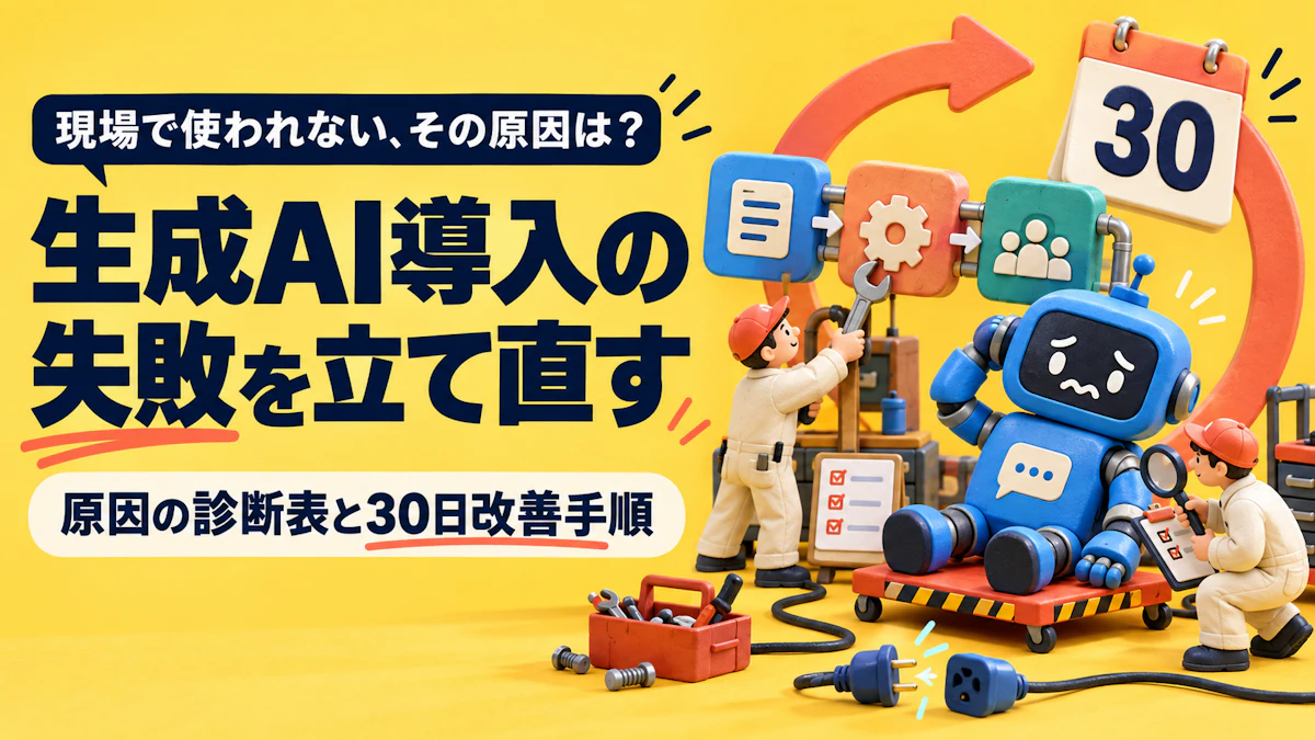 生成AI導入の失敗を立て直す｜現場で使われない原因の診断表と30日改善手順