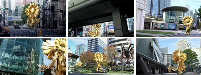 六本木ヒルズ】村上隆の高さ10mの巨大彫刻作品《お花の親子》が映像に