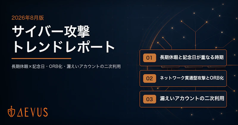 【2026年8月版】サイバー攻撃トレンドレポート｜長期休暇×記念日・ORB化・漏えいアカウントの二次利用