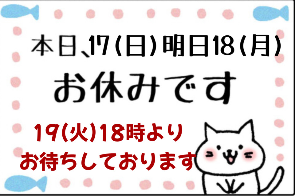 定休日です🙏