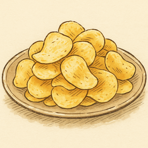 堅めに揚げたポテトチップス(塩だけ味付けが希望)