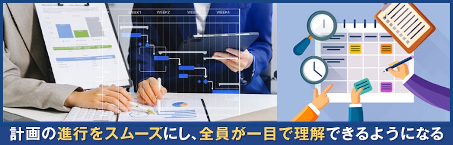 計画の進行をスムーズにし、全員が一目で理解できるようになる