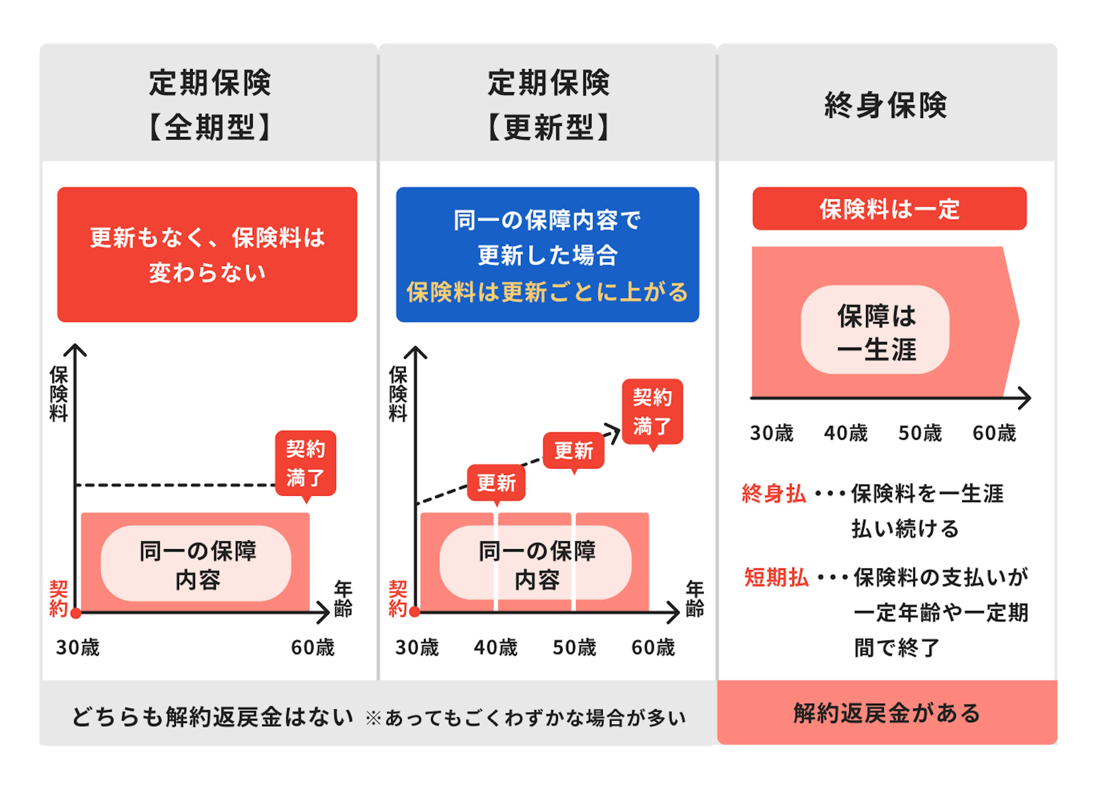 民間医療保険における「定期型」と「終身型」