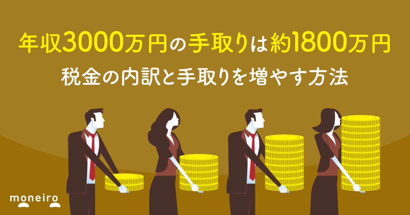 年収3000万円の手取りは約1800万円|税金の内訳と手取りを増やす方法