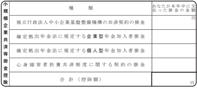 給与所得者の保険料控除申告書