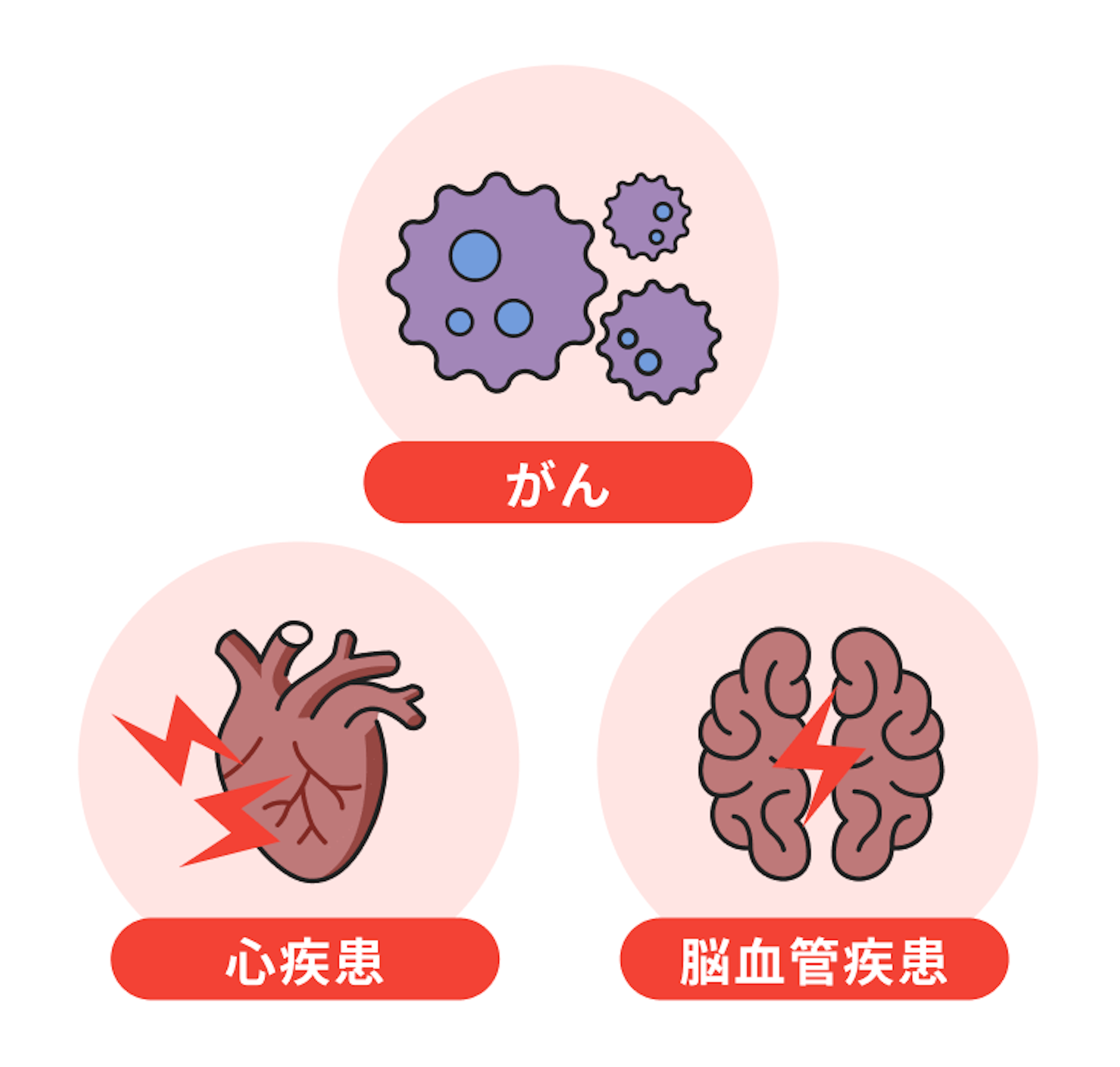 3大疾病（がん、心疾患、脳血管疾患）