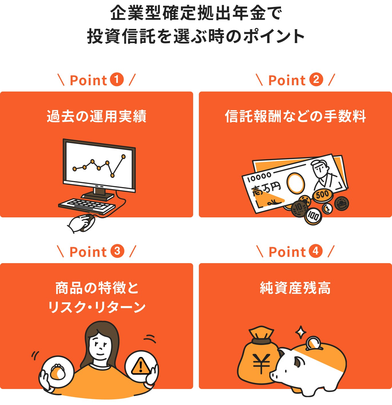 企業型確定拠出年金で投資信託を選ぶ時のポイント