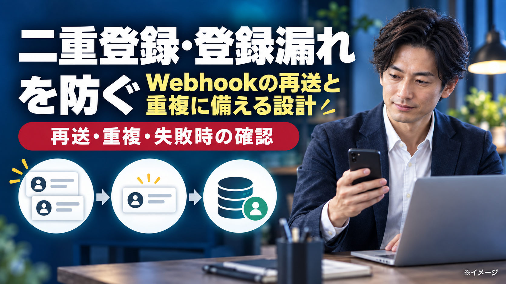 LINE連携で二重登録・登録漏れを防ぐには｜Webhookの再送と重複に備える設計のアイキャッチ画像
