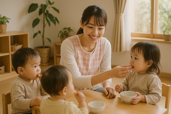 小規模保育所で少人数の子供と関わる保育士