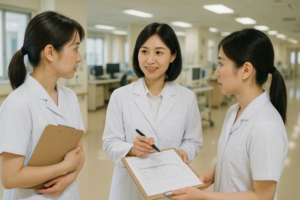 病院の病棟でカルテを確認する栄養士